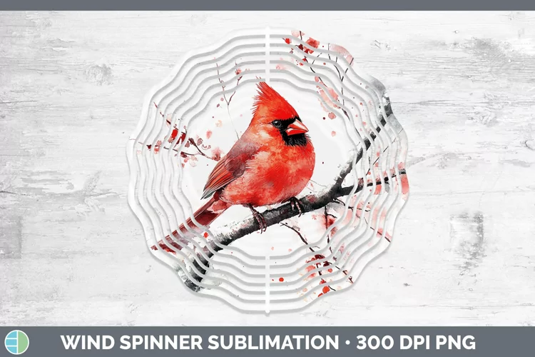 Watercolor Cardinal Wind Spinner Sublimation Spinner Designs