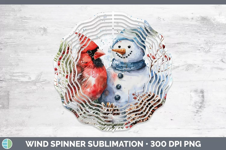 Watercolor Cardinal Wind Spinner Sublimation Spinner Designs