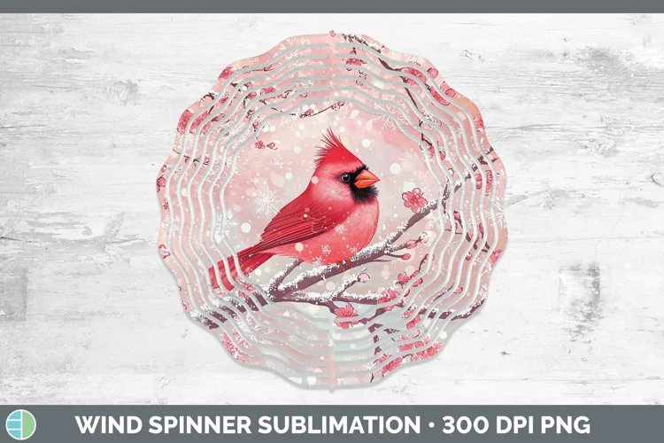 Watercolor Cardinal Wind Spinner Sublimation Spinner Designs