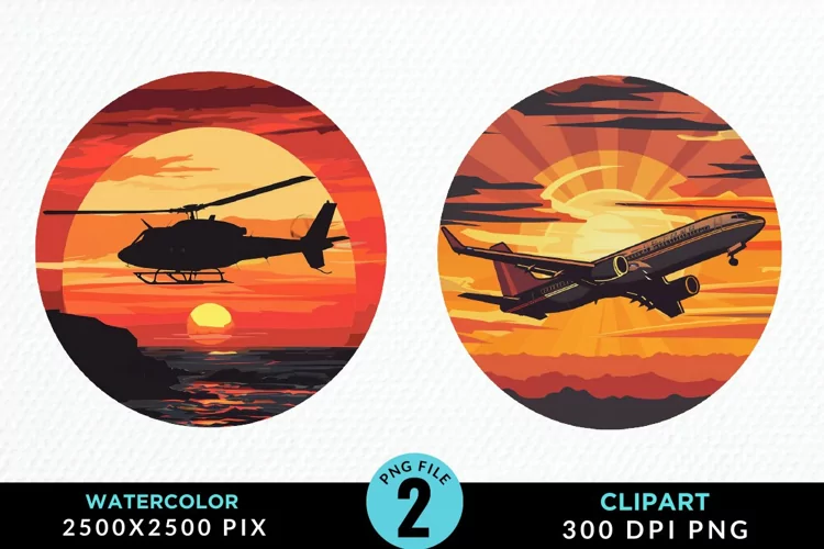 Watercolor Cargo Airplane Design Clipart
