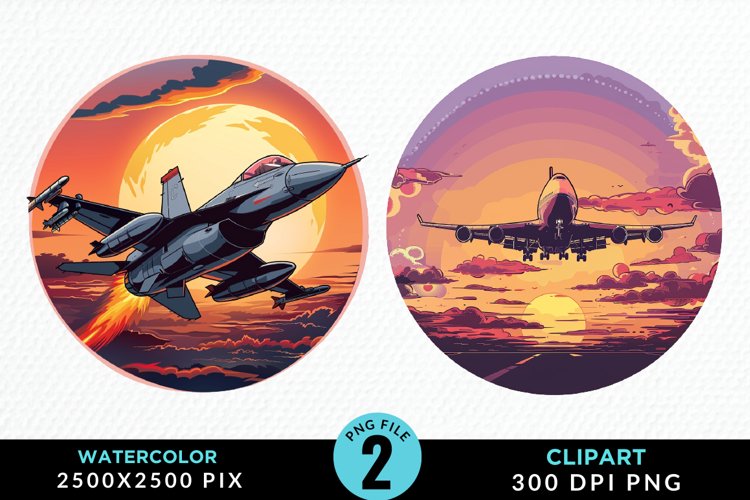 Watercolor Cargo Airplane Graphic Clipart