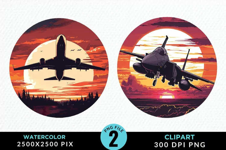 Watercolor Cargo Airplane Graphic Clipart