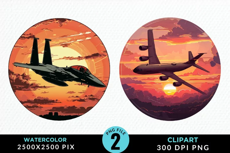 Watercolor Cargo Airplane Graphic Clipart