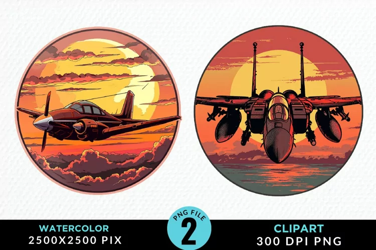 Watercolor Cargo Airplane Graphic Clipart