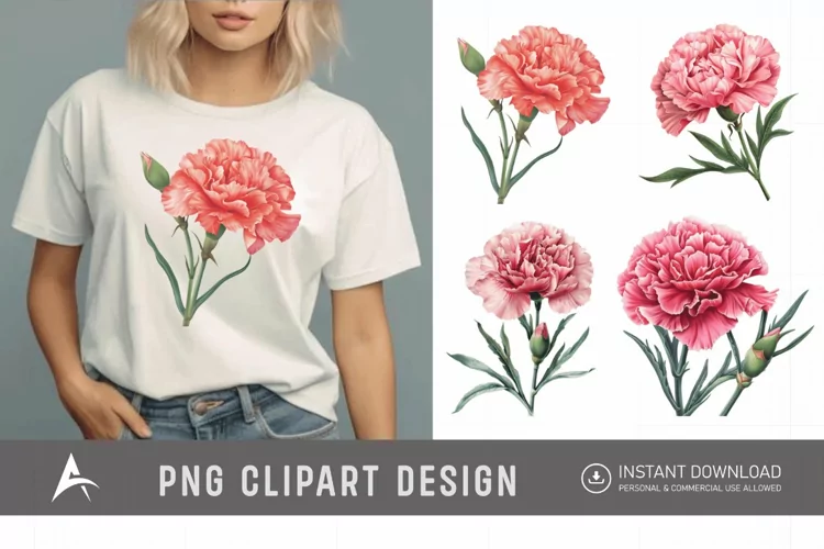 Watercolor Carnation Clipart