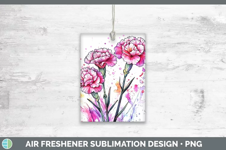 Watercolor Carnation Air Freshener Sublimation Car Freshener