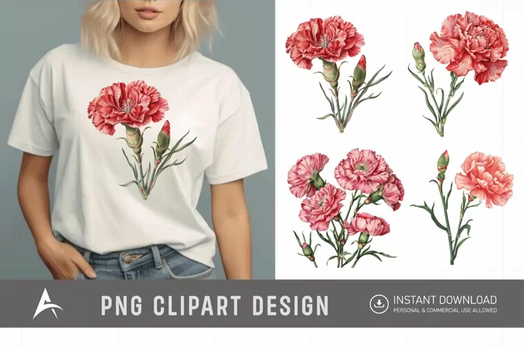 Watercolor Carnation Clipart