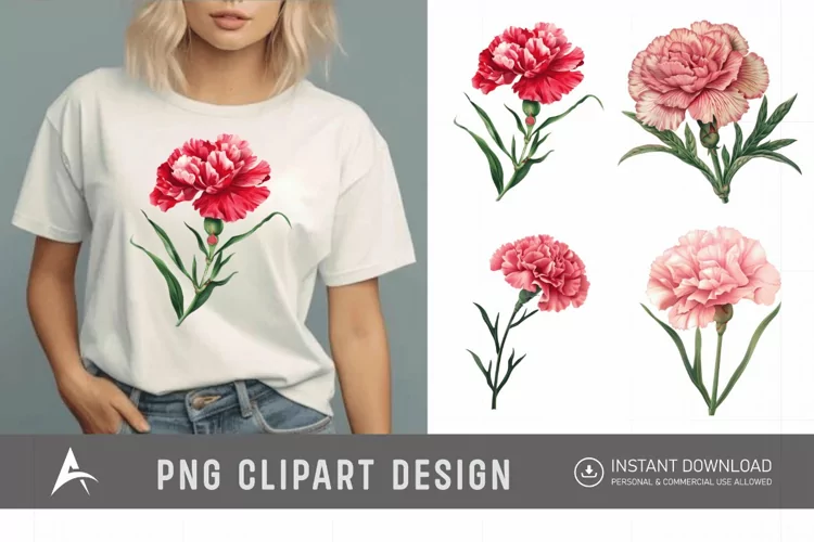 Watercolor Carnation Clipart