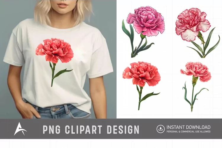 Watercolor Carnation Flower Clipart