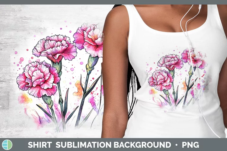 Watercolor Carnation Shirt Sublimation Sublimation Backgroun