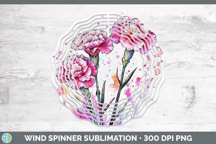 Watercolor Carnation Wind Spinner Sublimation Spinner Design