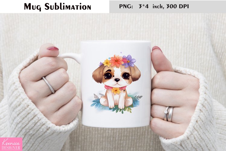 Watercolor Puppy|Cartoon Dog Mug Sublimation