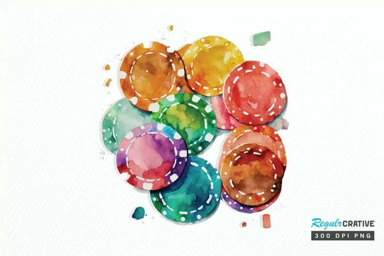 Watercolor Casino Chips PNG Clipart