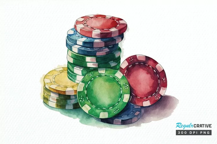 Watercolor Casino Chips PNG Clipart