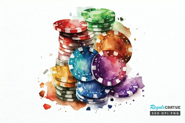 Watercolor Casino Chips PNG Clipart
