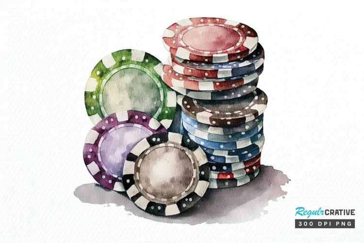 Watercolor Casino Chips PNG Clipart