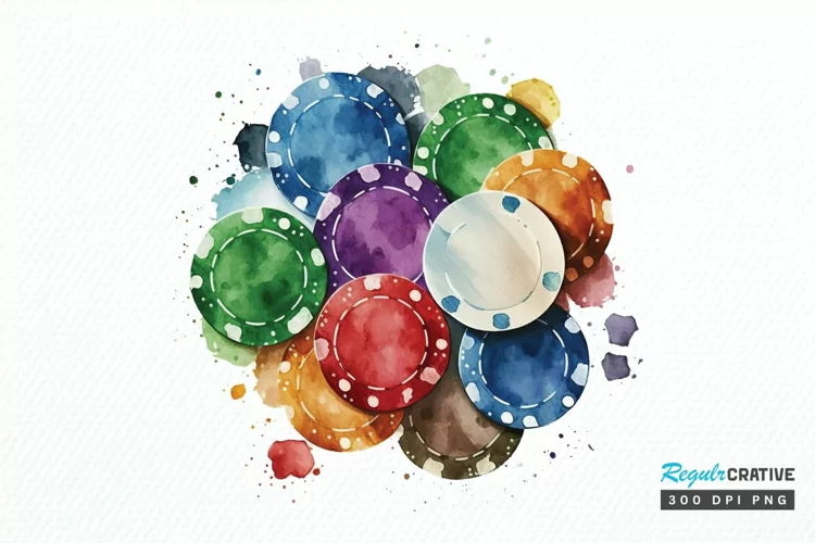 Watercolor Casino Chips PNG Clipart