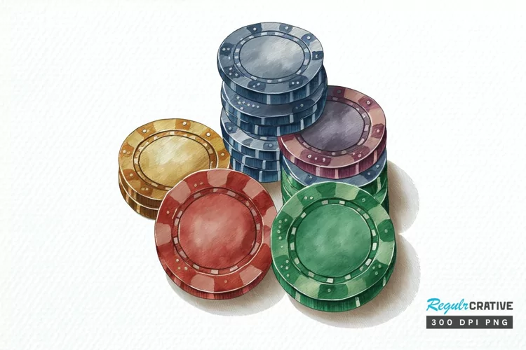 Watercolor Casino Chips PNG Clipart