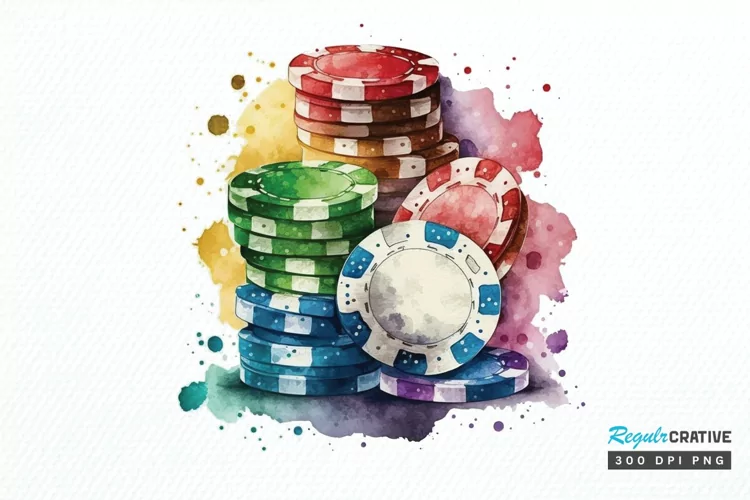 Watercolor Casino Chips PNG Clipart