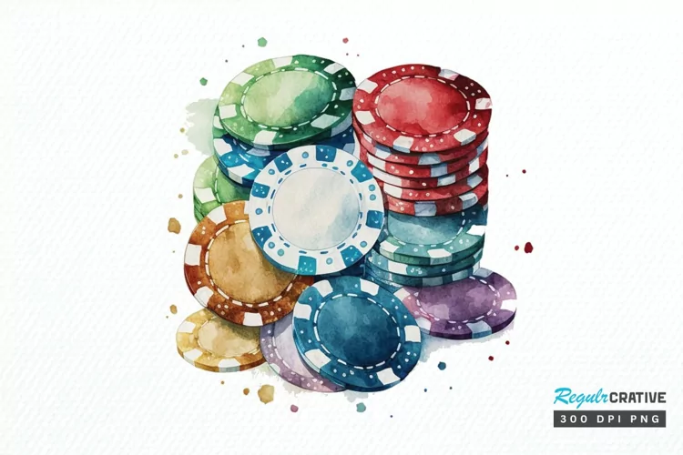 Watercolor Casino Chips PNG Clipart