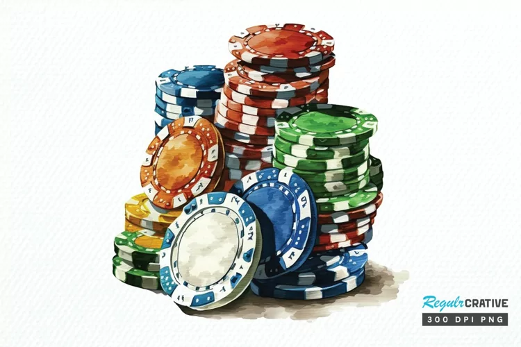 Watercolor Casino Chips PNG Clipart