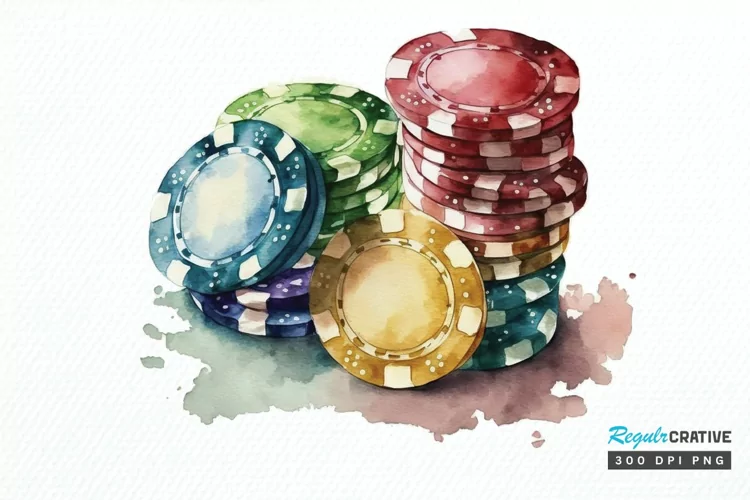 Watercolor Casino Chips PNG Clipart