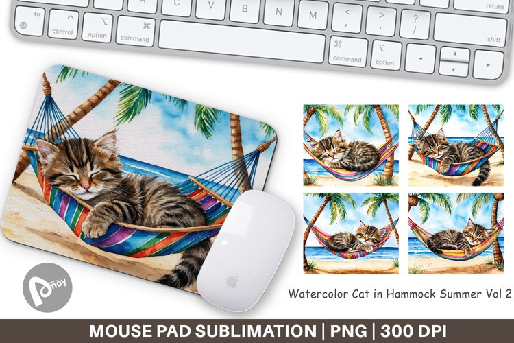 Mouse Pad Cat in Summer Hammock