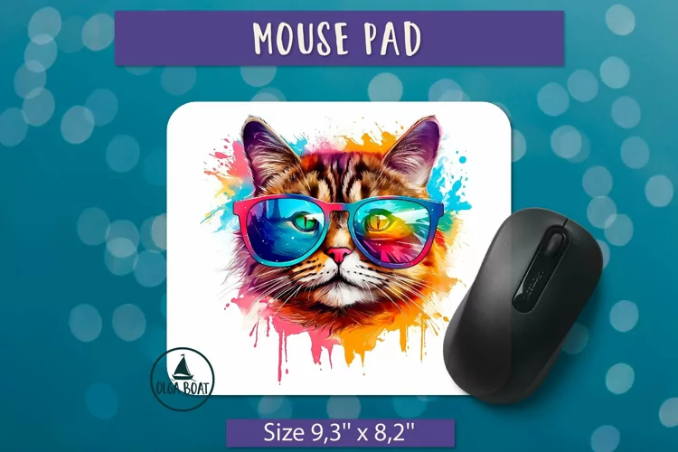 Watercolor cat png | Mouse pad sublimation design
