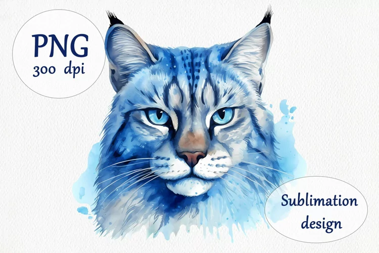 Watercolor Wild Cat Sublimation Design - Animals PNG