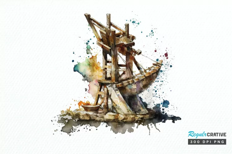 Watercolor Catapult PNG Clipart
