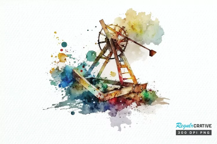 Watercolor Catapult PNG Clipart