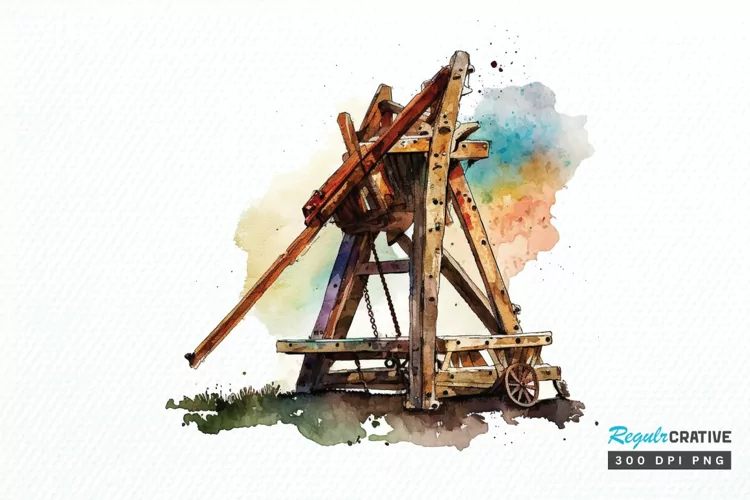 Watercolor Catapult PNG Clipart