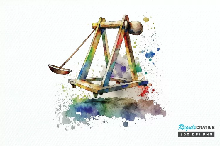 Watercolor Catapult PNG Clipart