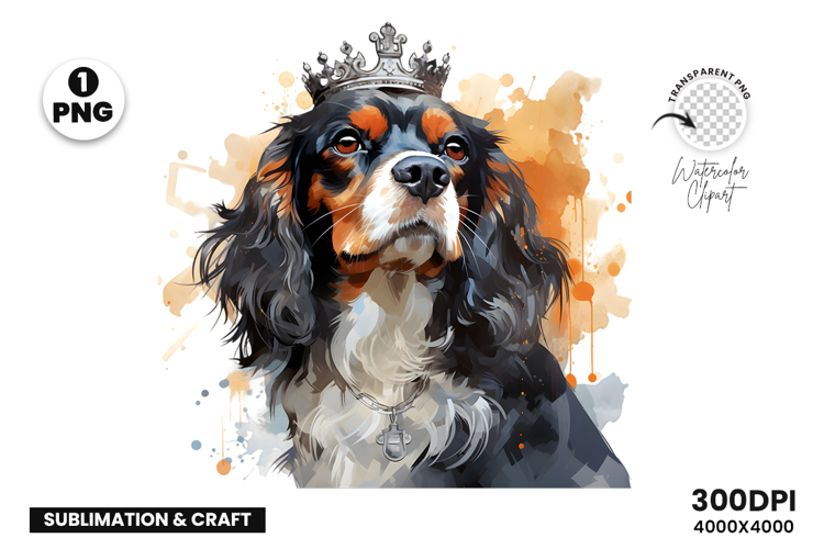 Watercolor Cavalier King Charles Spaniel Dog Clipart PNG
