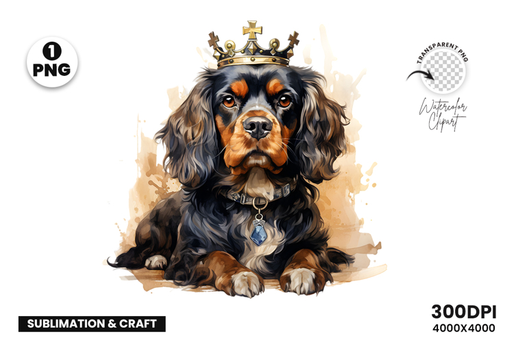 Watercolor Cavalier King Charles Spaniel Dog Clipart PNG