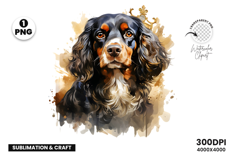 Watercolor Cavalier King Charles Spaniel Dog Clipart PNG
