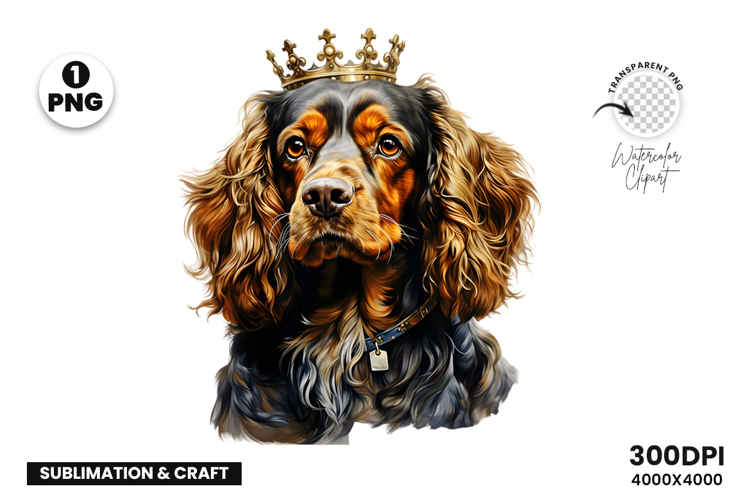 Watercolor Cavalier King Charles Spaniel Dog Clipart PNG