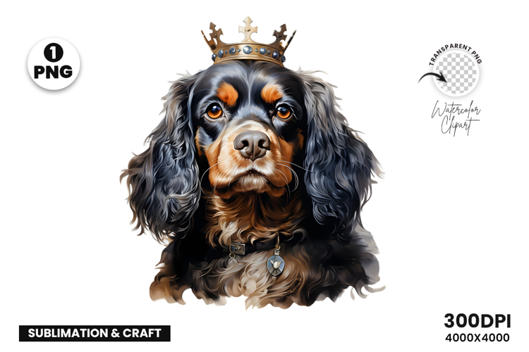 Watercolor Cavalier King Charles Spaniel Dog Clipart PNG