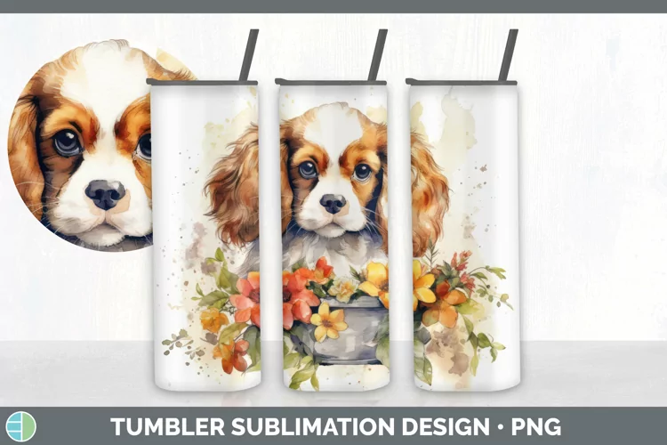 Watercolor Cavalier King Charles Spaniel Dog Tumbler | Subli