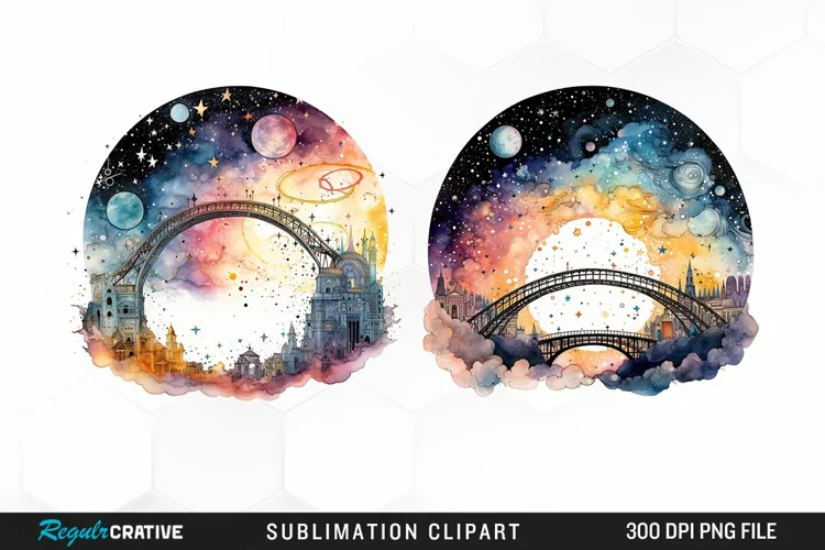 Celestial Bridges Watercolor Clipart