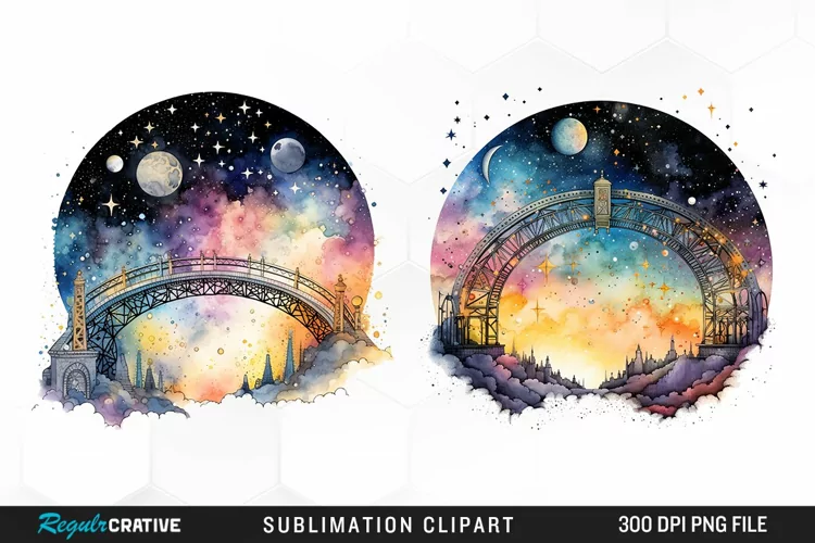 Celestial Bridges Watercolor Clipart