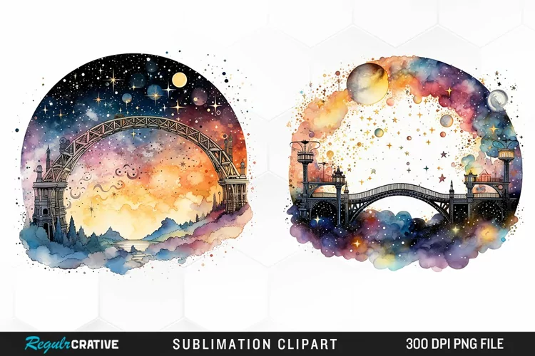 Celestial Bridges Watercolor Clipart