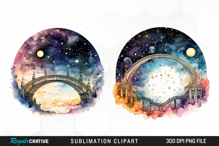 Celestial Bridges Watercolor Clipart