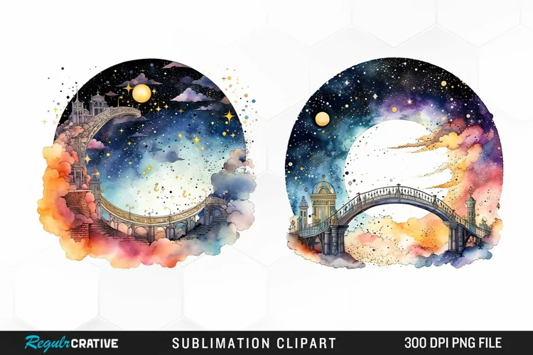 Celestial Bridges Watercolor Clipart