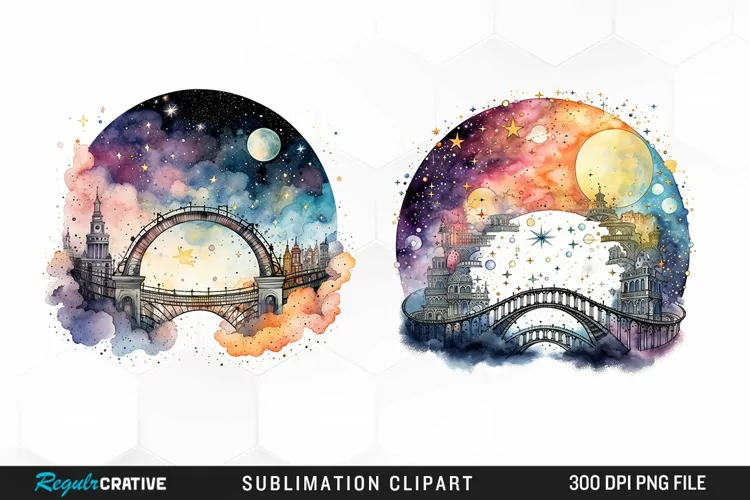 Celestial Bridges Watercolor Clipart
