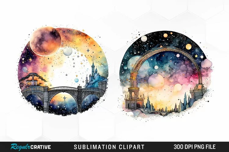 Celestial Bridges Watercolor Clipart