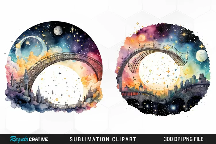 Celestial Bridges Watercolor Clipart