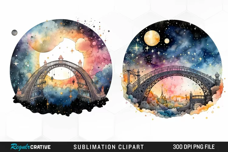 Celestial Bridges Watercolor Clipart