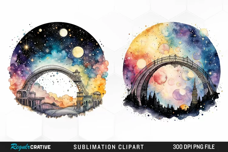 Celestial Bridges Watercolor Clipart