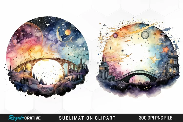 Celestial Bridges Watercolor Clipart